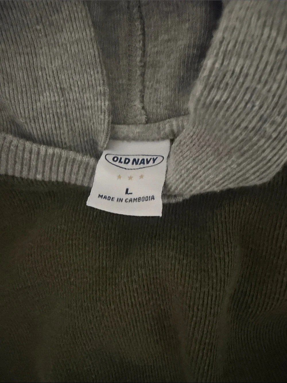 Old Navy Olive Green & Gray Hooded Pullover Sweater Boys L